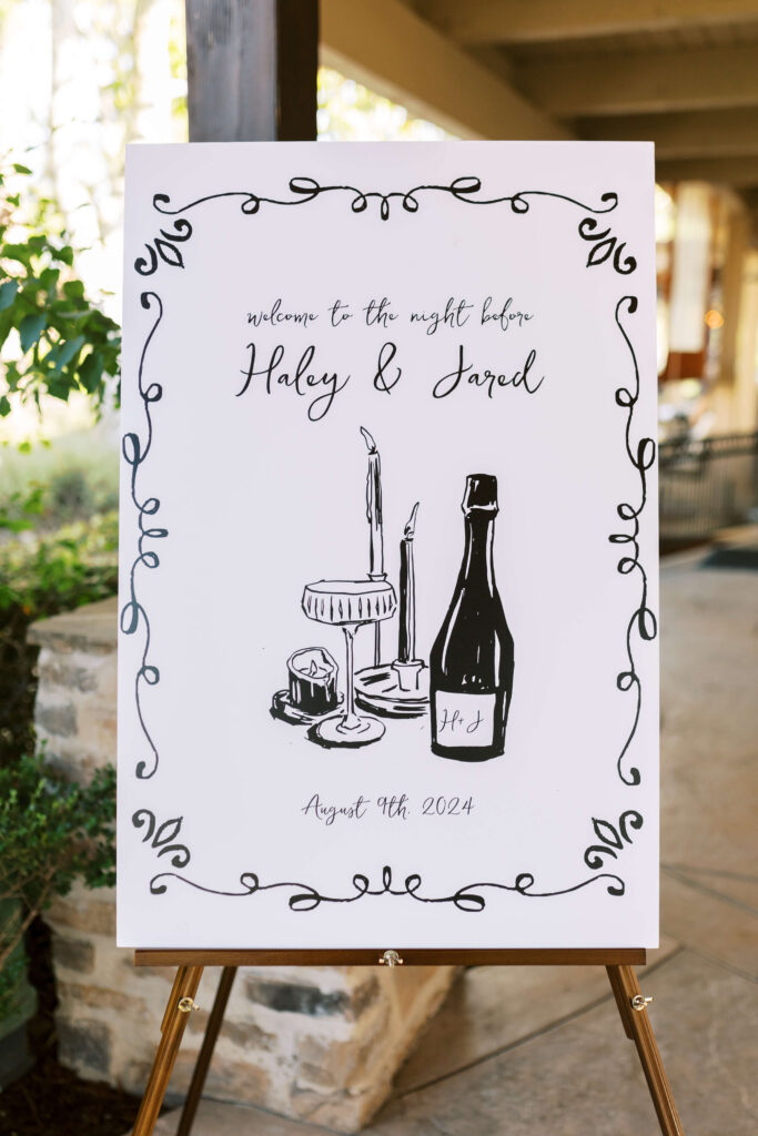 Westlake Village Inn Rehearsal Dinner Welcome Sign