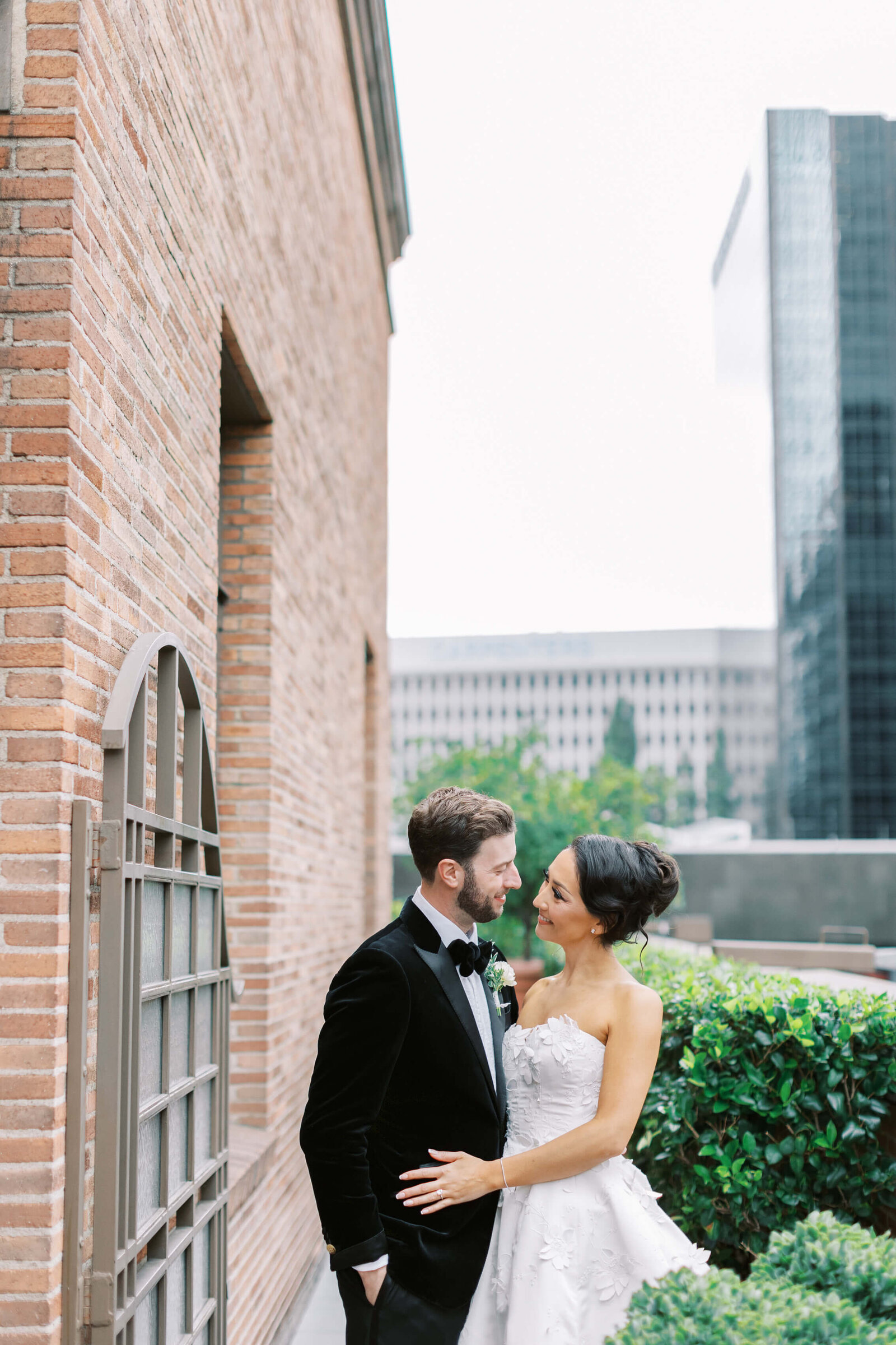 California Club Wedding Bride and Groom Portrait