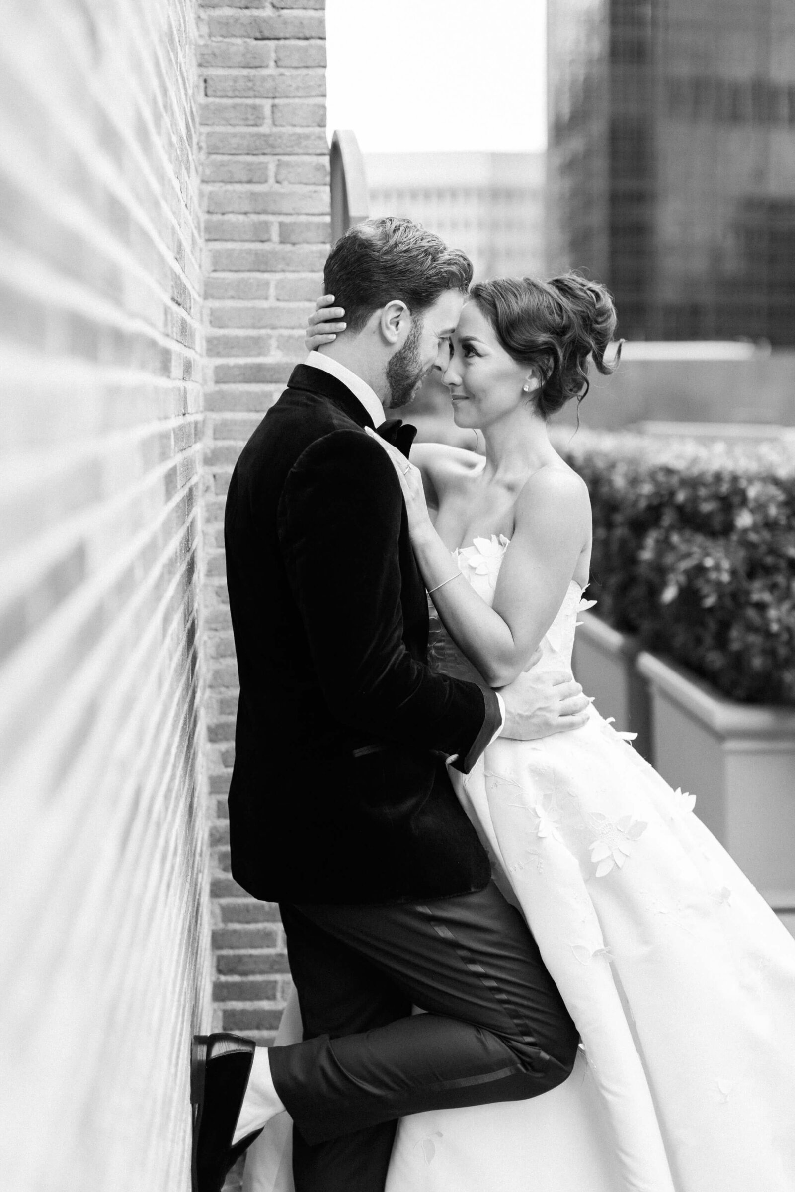 California Club Wedding Bride and Groom Portrait on Rooftop