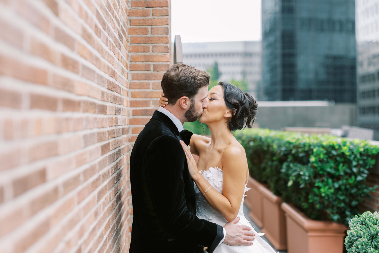 California Club Wedding Bride and Groom Portrait 