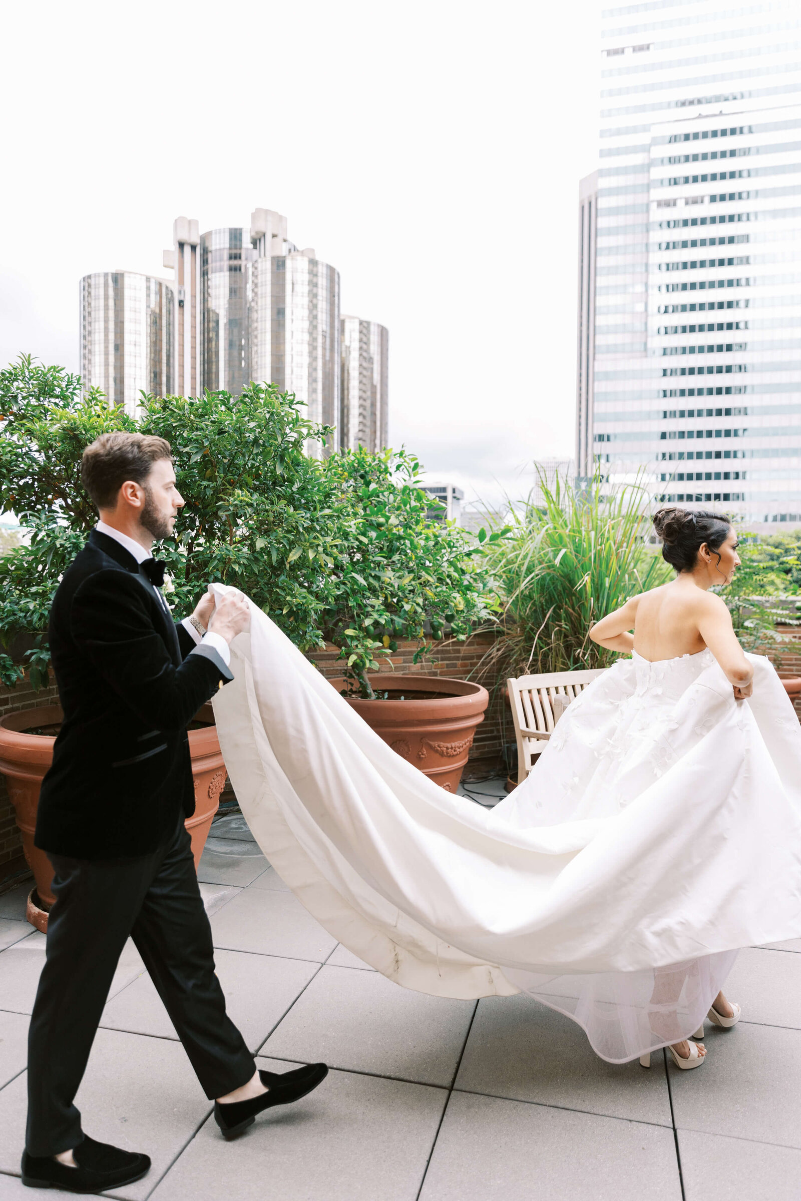 California Club Wedding Bride and Groom Candid