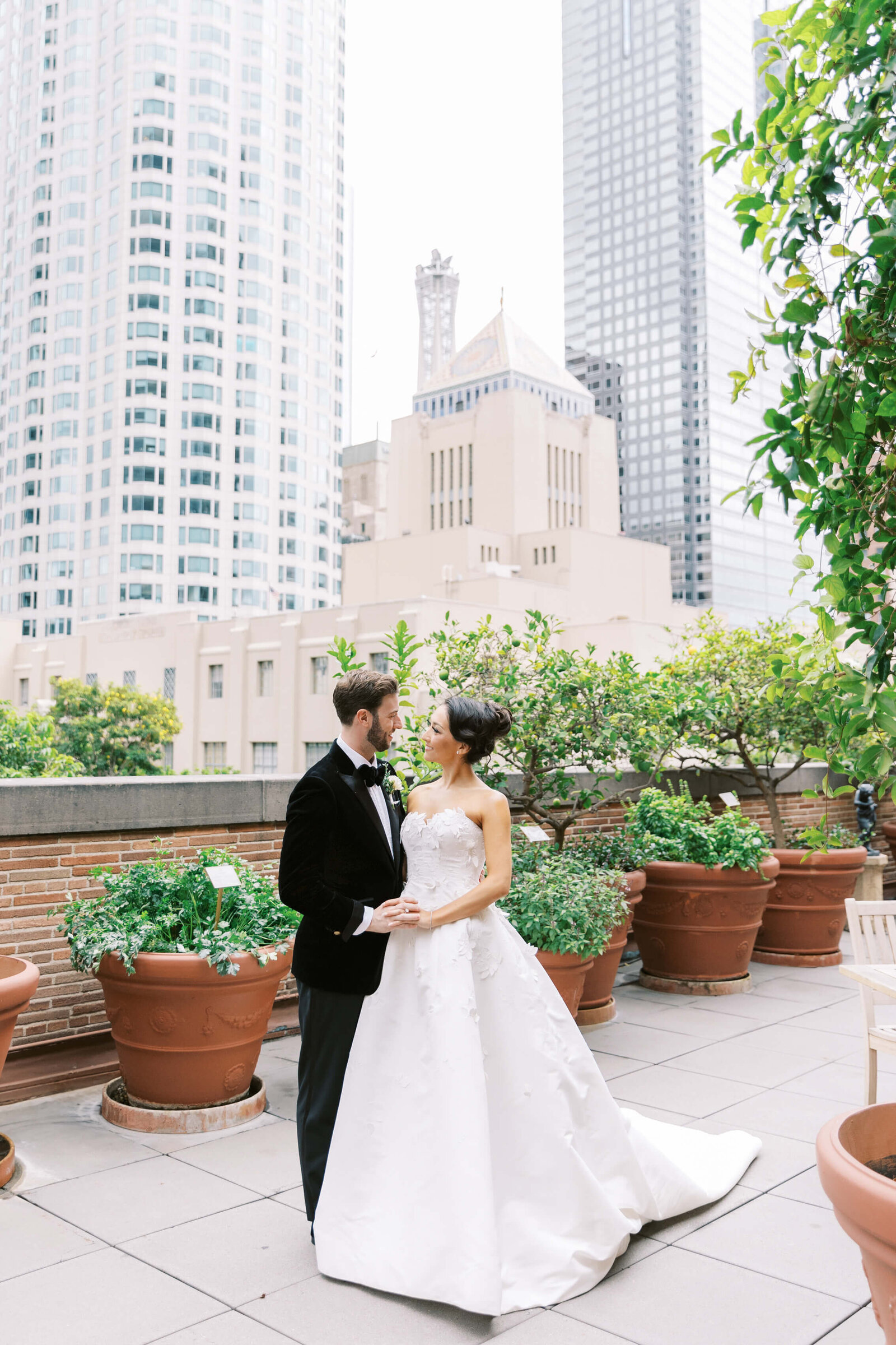 California Club Wedding Bride and Groom Portrait with Skyline