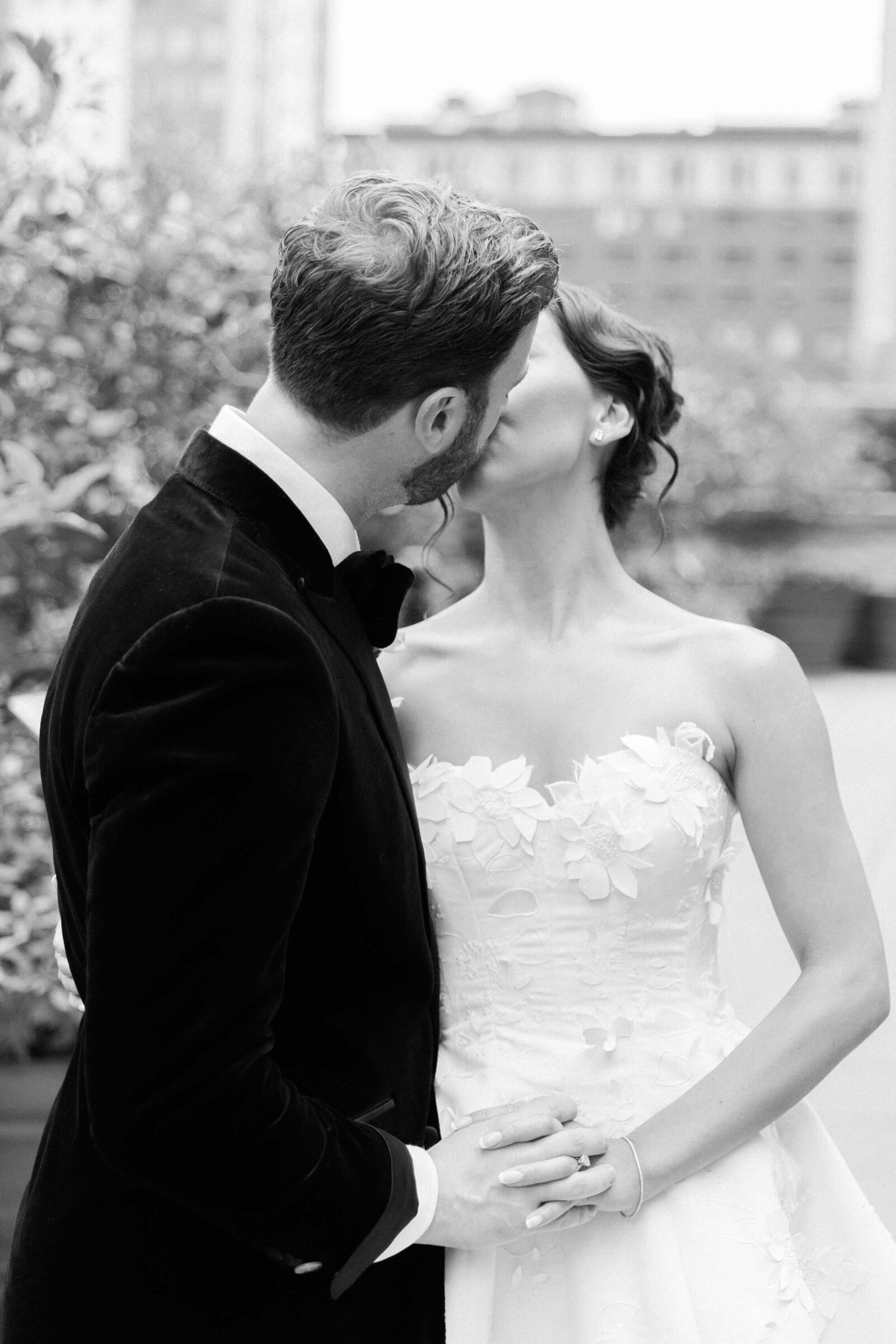 California Club Wedding Bride and Groom Portrait Close up