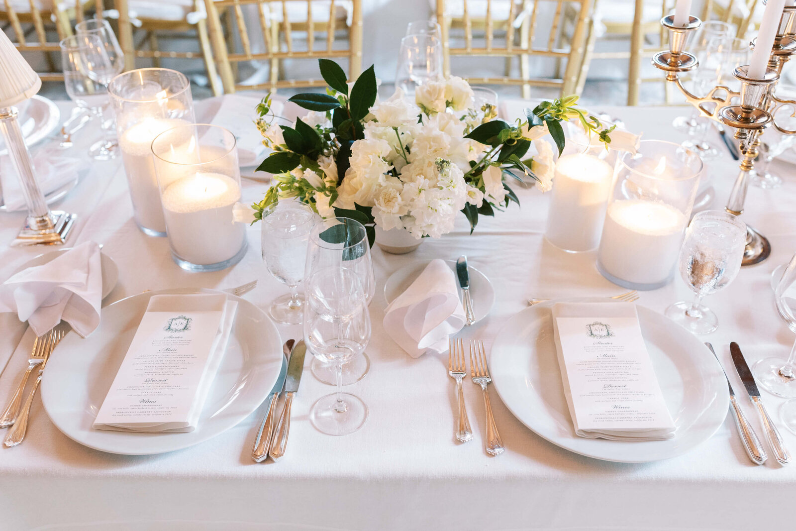 California Club Wedding Reception Table Place Setting