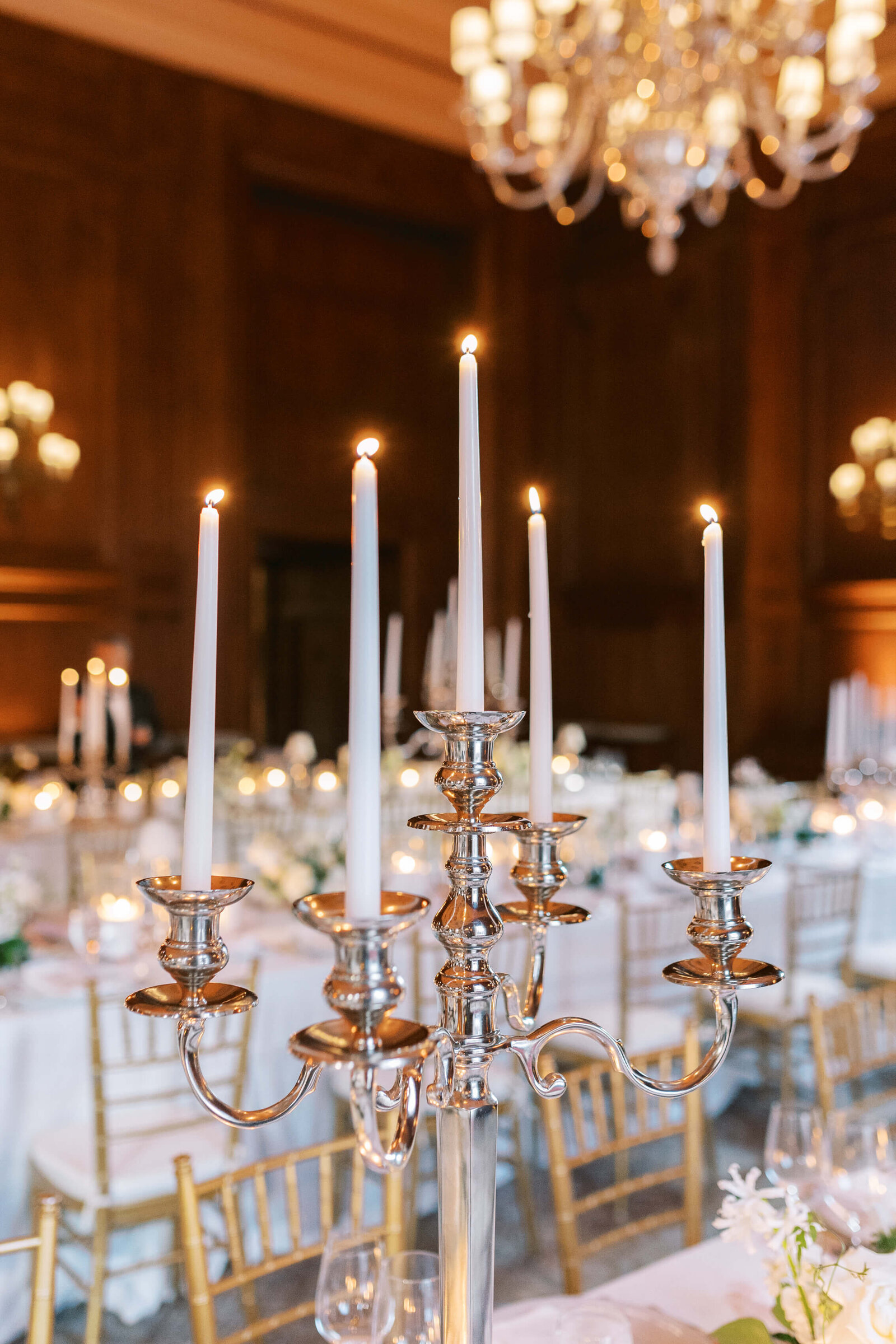 California Club Wedding Reception Table Candelabra