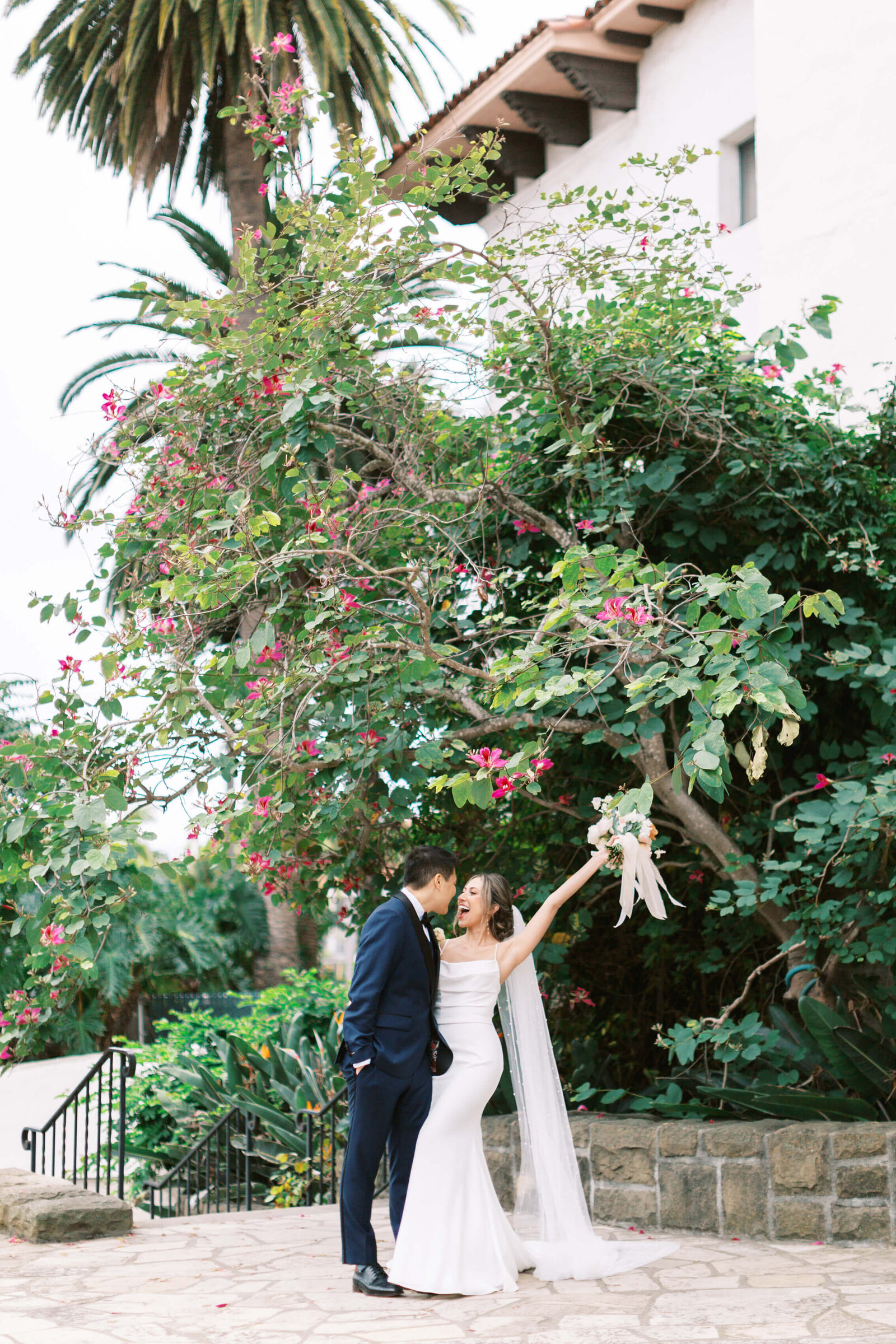 Santa Barbara Courthouse Bride & Groom Portrait