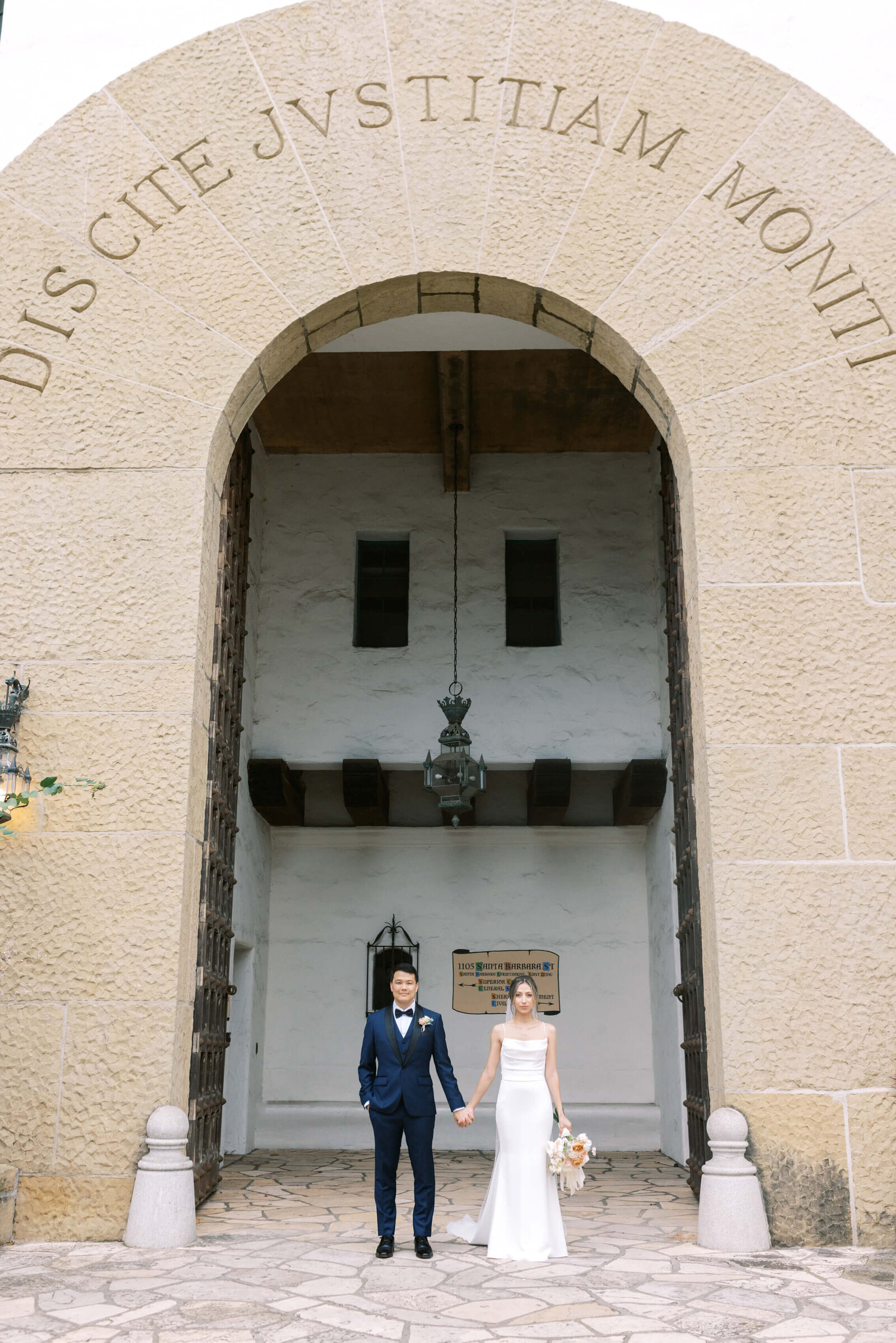 Santa Barbara Courthouse Bride & Groom Portrait