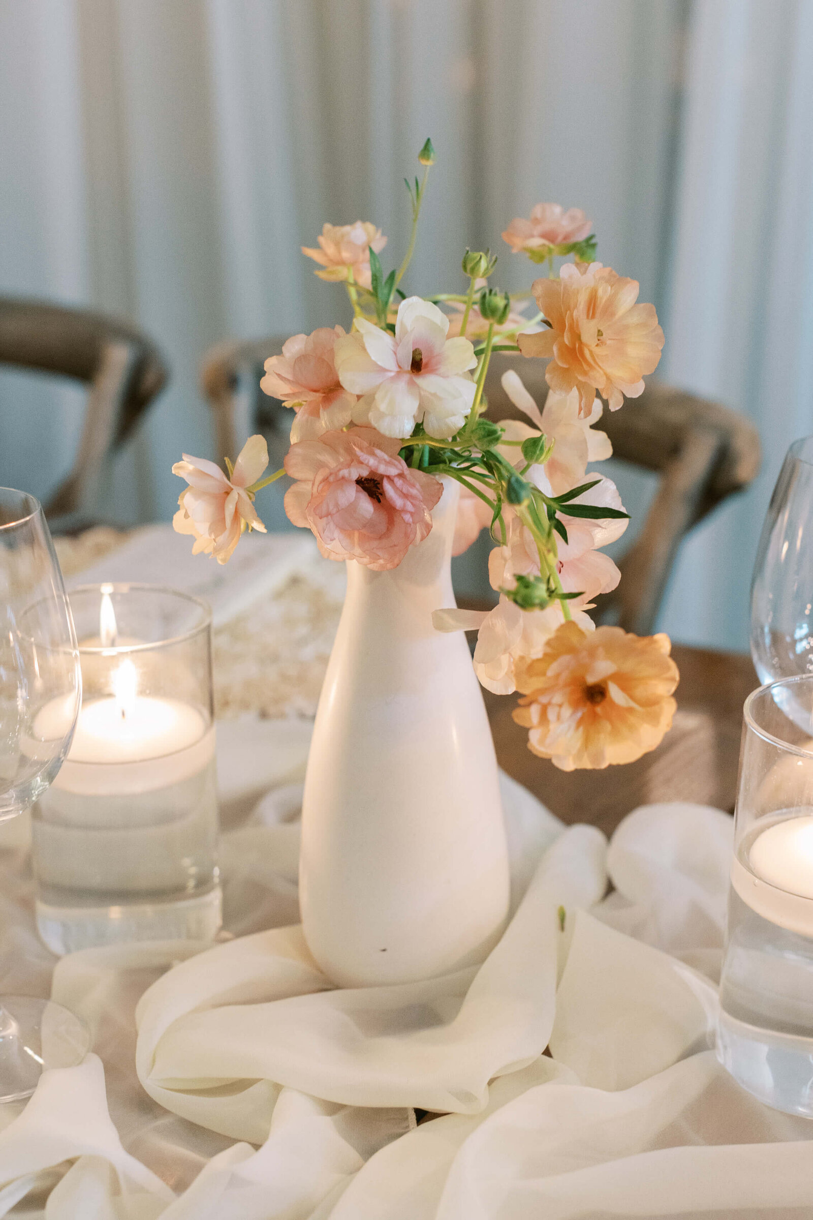 Villa and Vine Wedding Reception Florals in Bud Vase