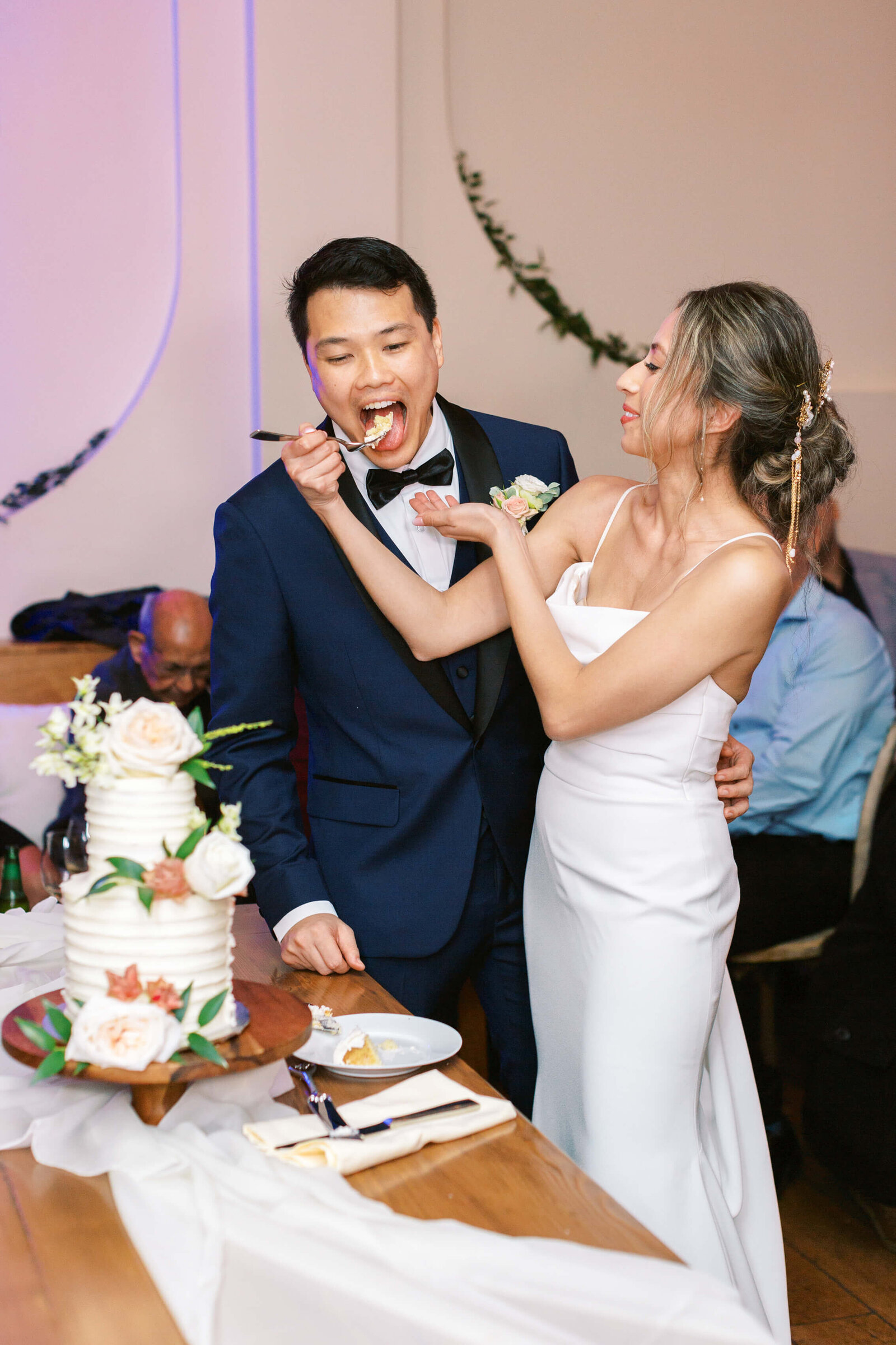 Villa and Vine Wedding Reception Cake Cutting