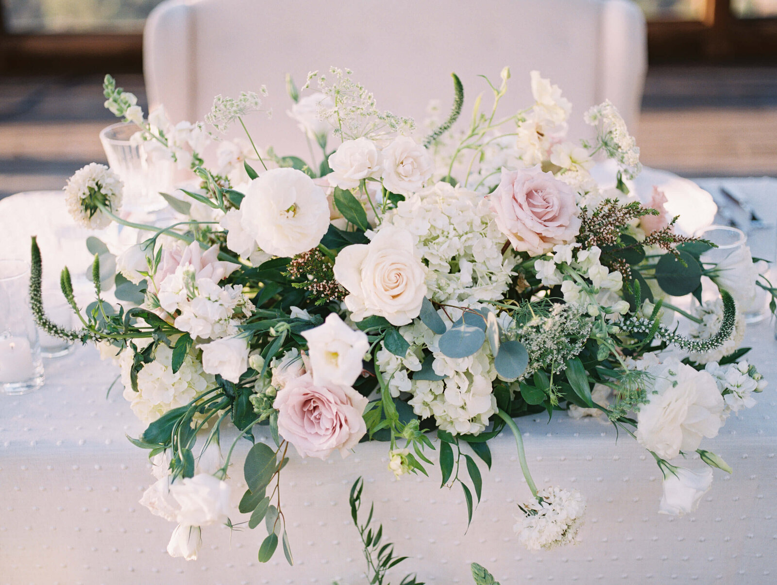 Cielo Farms Wedding Reception Sweetheart Table Florals - Lisa Leanne Photography