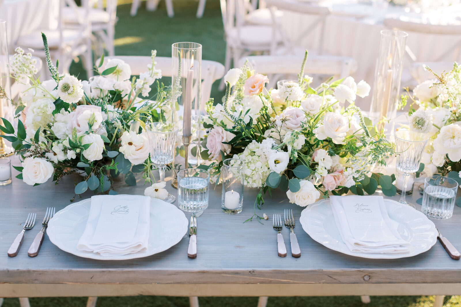 Cielo Farms Wedding Reception Sweetheart Table Place Setting - Lisa Leanne Photography