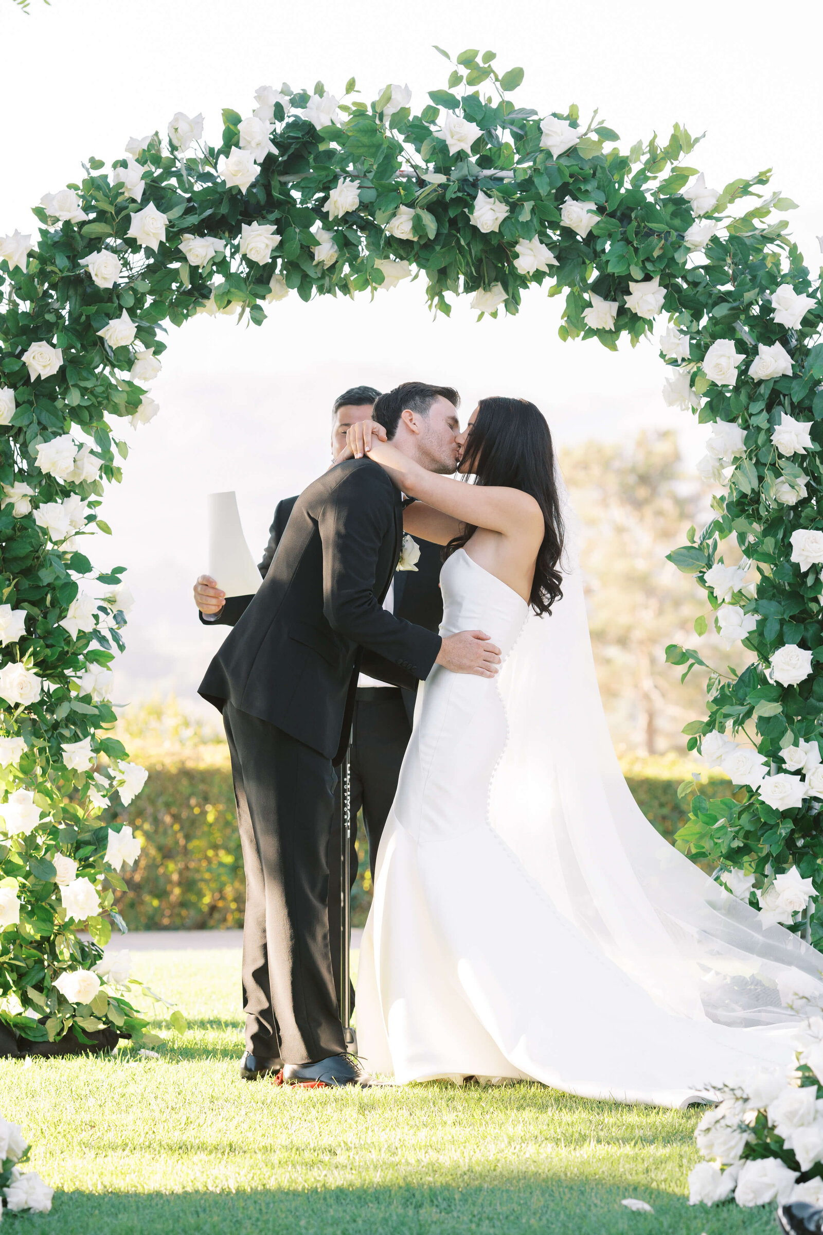 Spanish Hills Country Club Wedding Ceremony Kiss