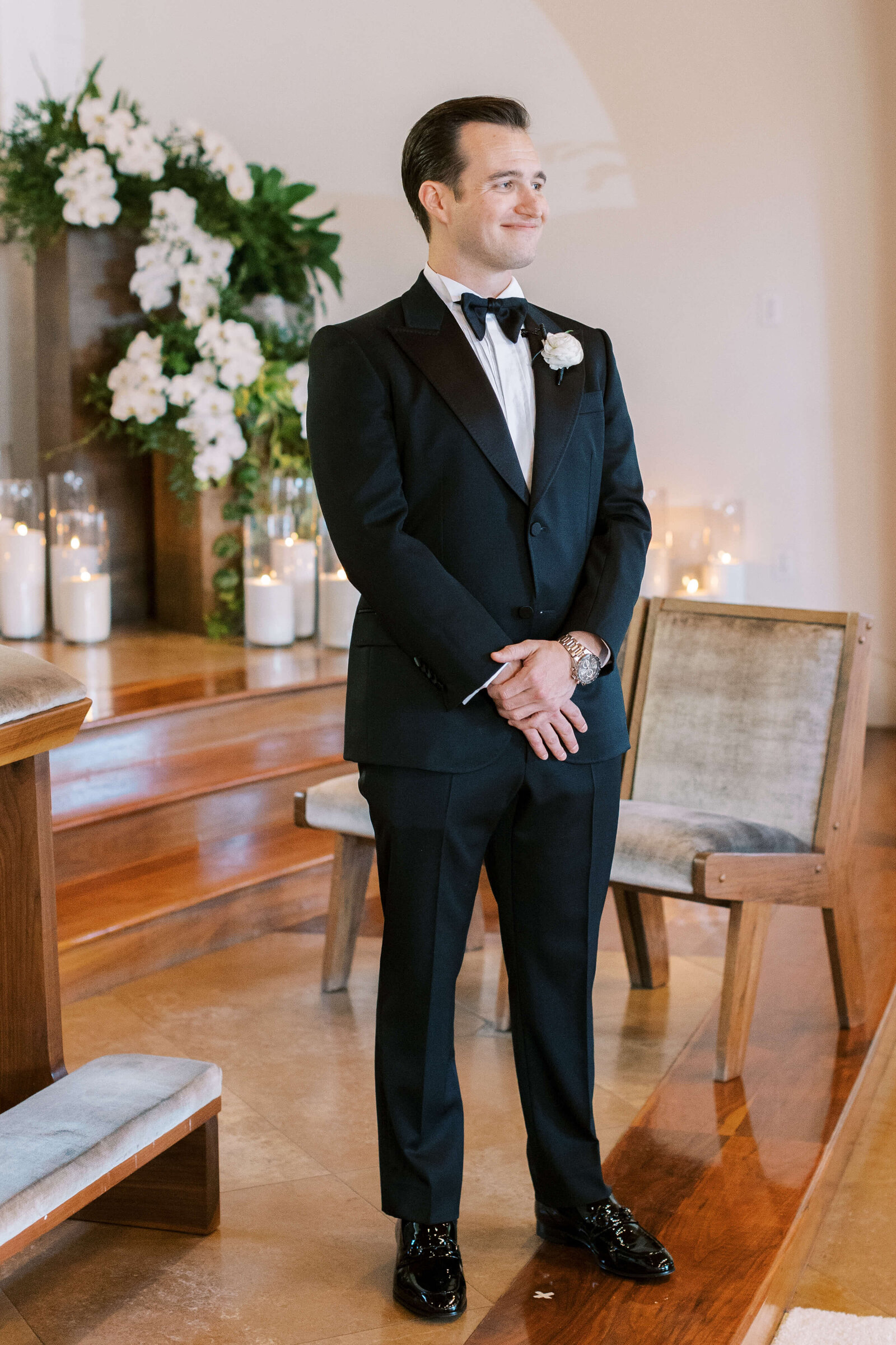Malibu Wedding Ceremony Groom at Altar