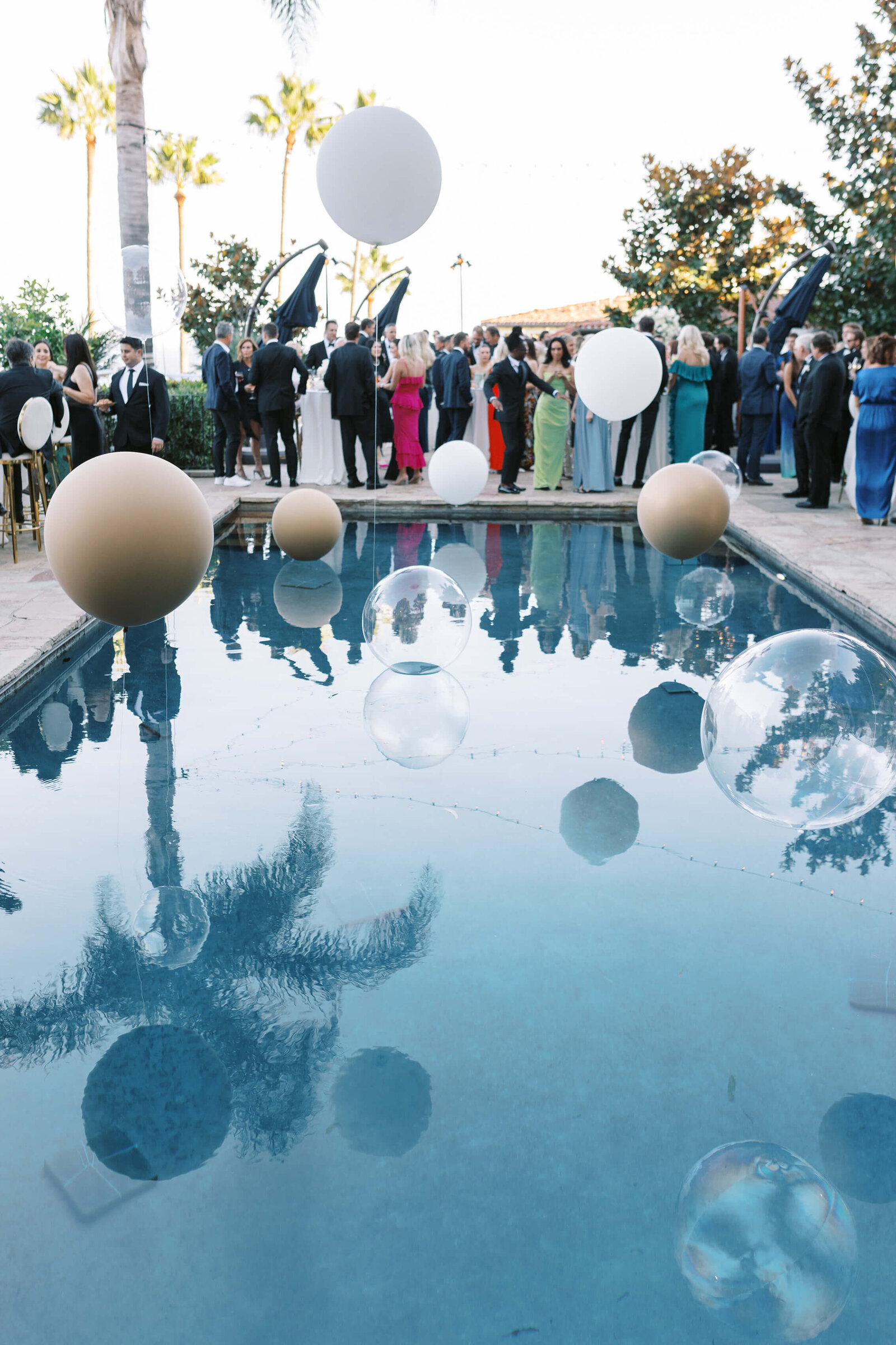 Malibu Estate Wedding Pool at Cocktail Hour