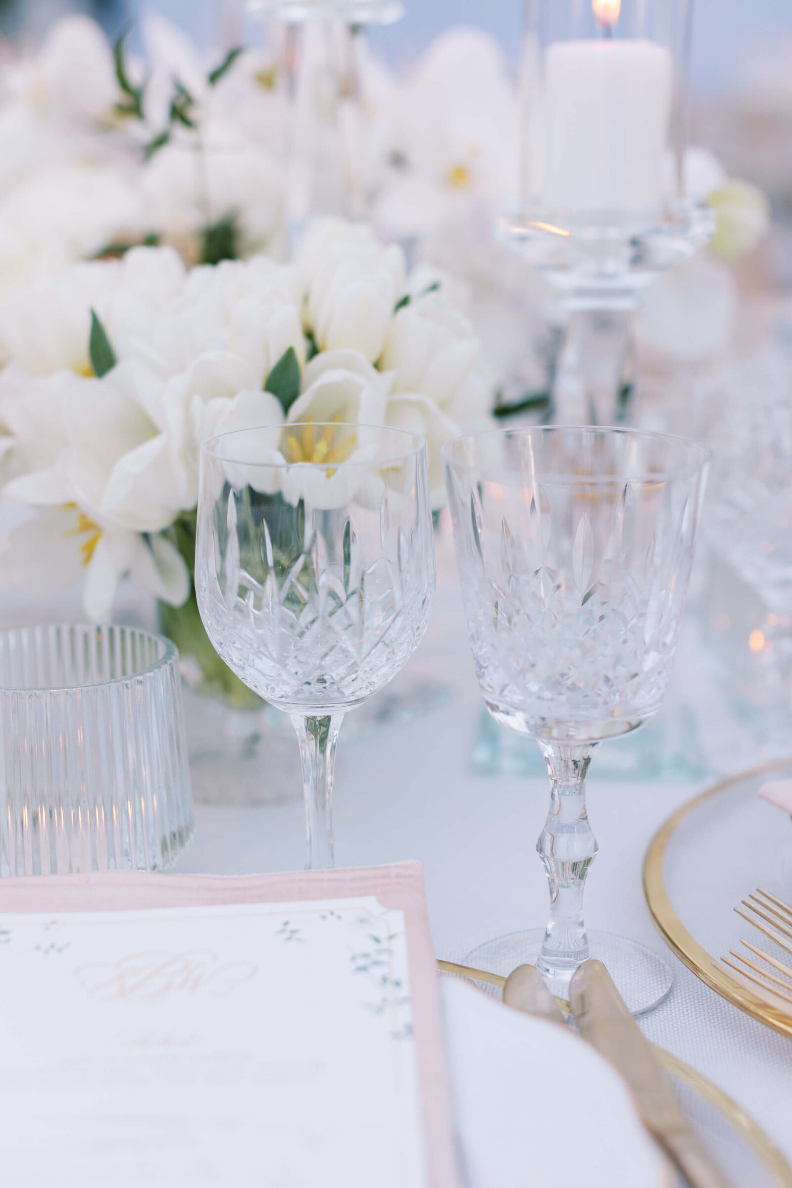 Malibu Wedding Reception Glass Detail