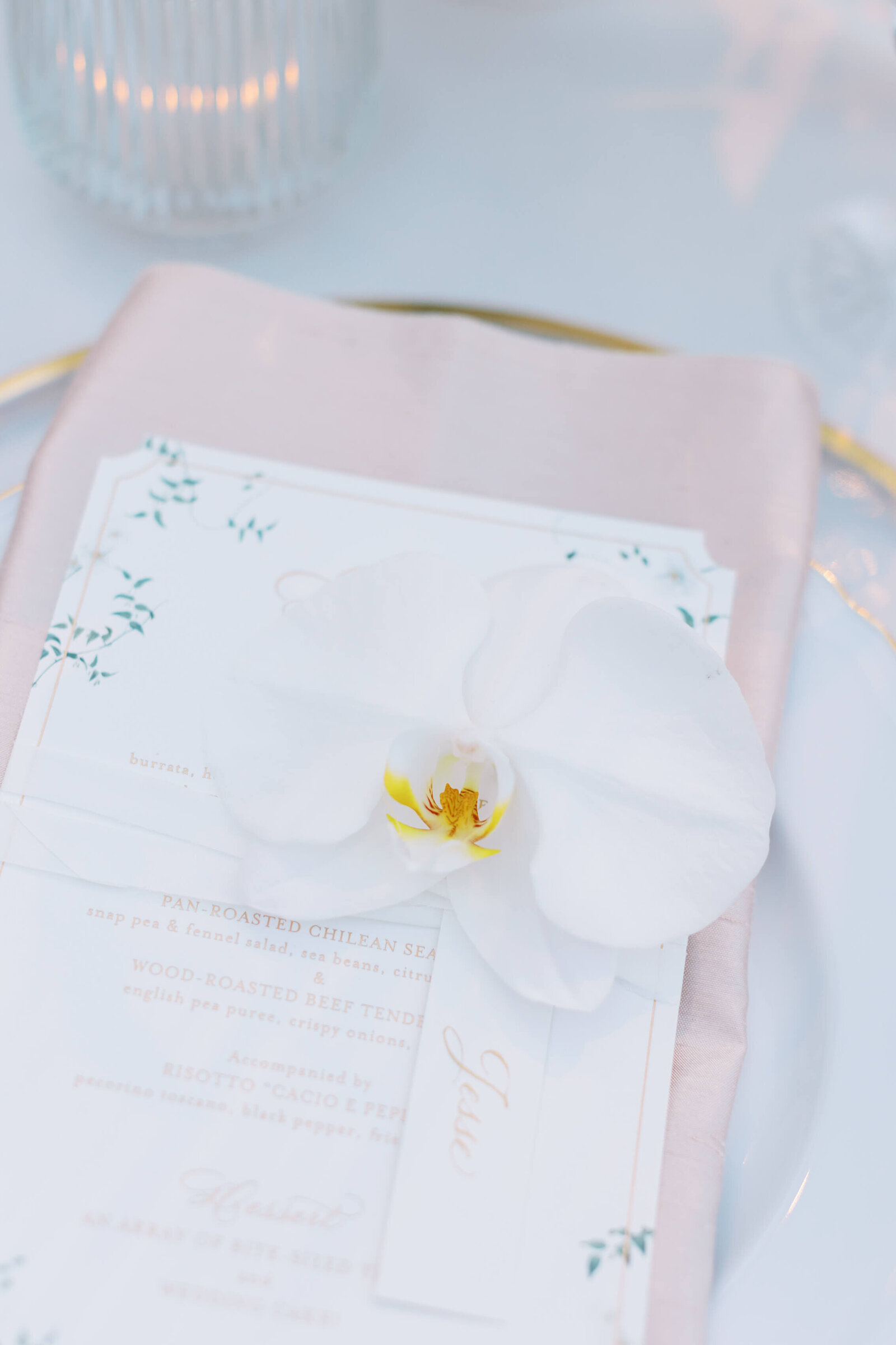 Malibu Wedding Reception Table Menu Close up