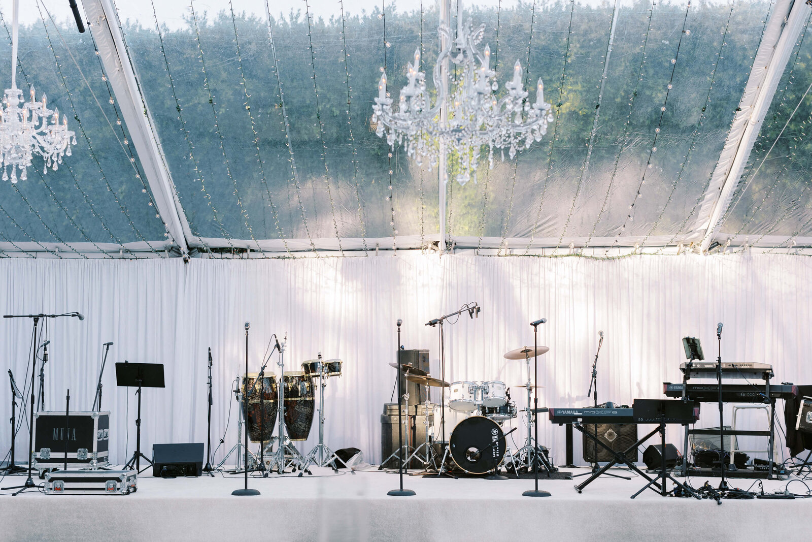 Malibu Estate Wedding Reception Band Setup