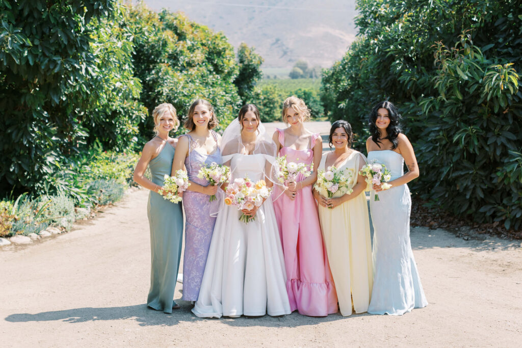Gerry Ranch Bridesmaids in Pastel Dresses. Lisa Leanne Photography