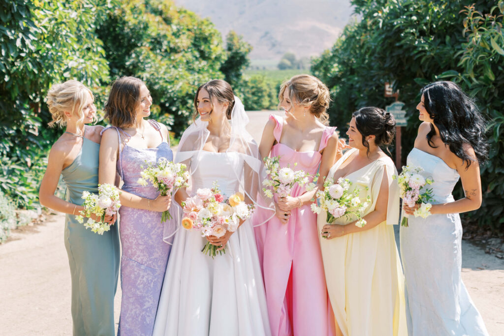 Gerry Ranch Wedding - Bridesmaids in Pastel Dresses. Lisa Leanne Photography