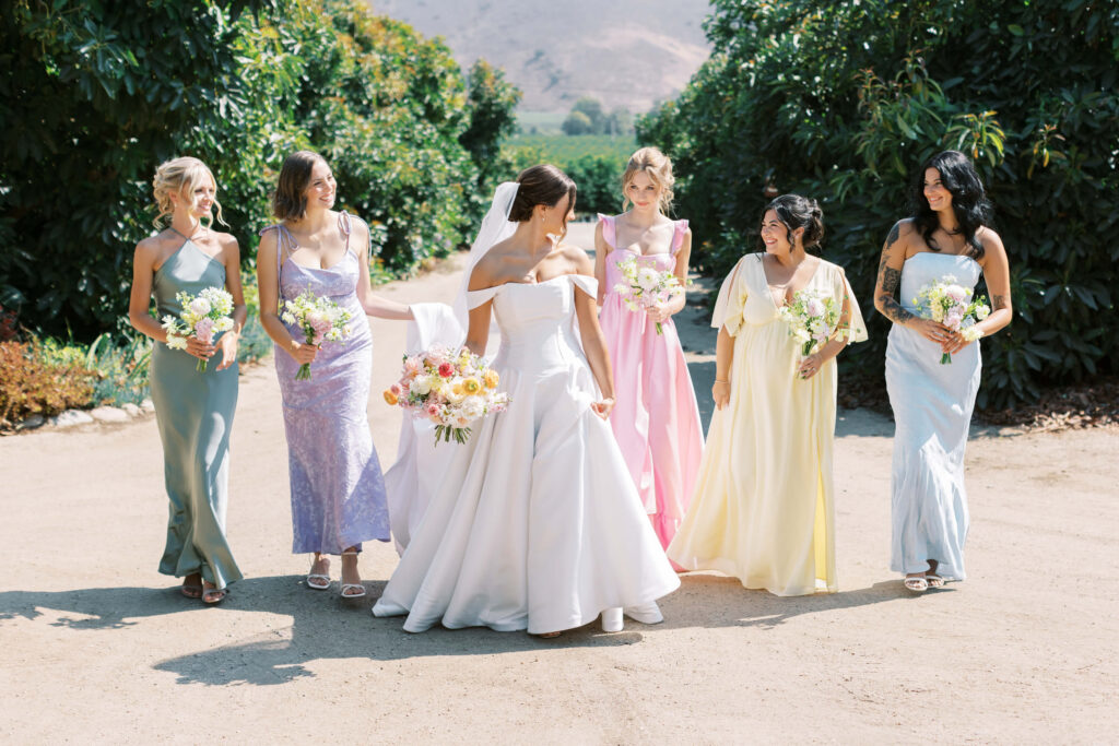 Gerry Ranch Bridesmaids in Pastel Dresses. Lisa Leanne Photography