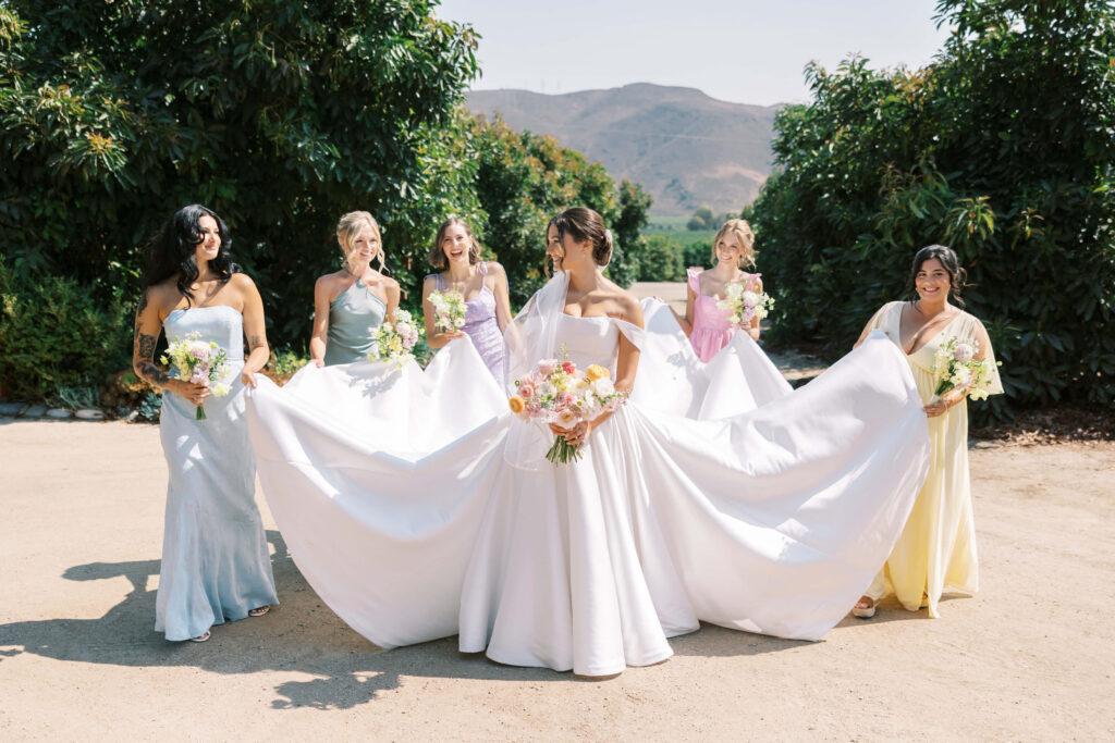 Gerry Ranch Bridesmaids in Pastel Dresses. Lisa Leanne Photography