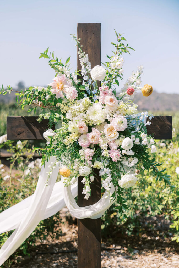 Gerry Ranch Wedding Ceremony Floral Cross - Lisa Leanne Photography