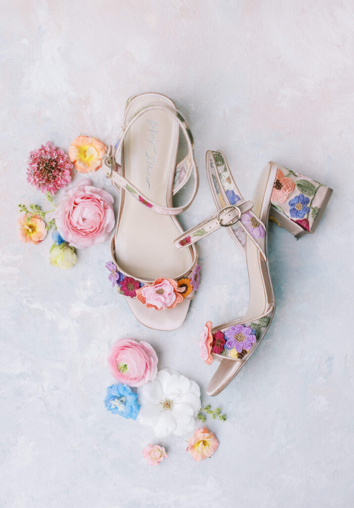Gerry Ranch Wedding Bride Floral Shoes. Lisa Leanne Photography