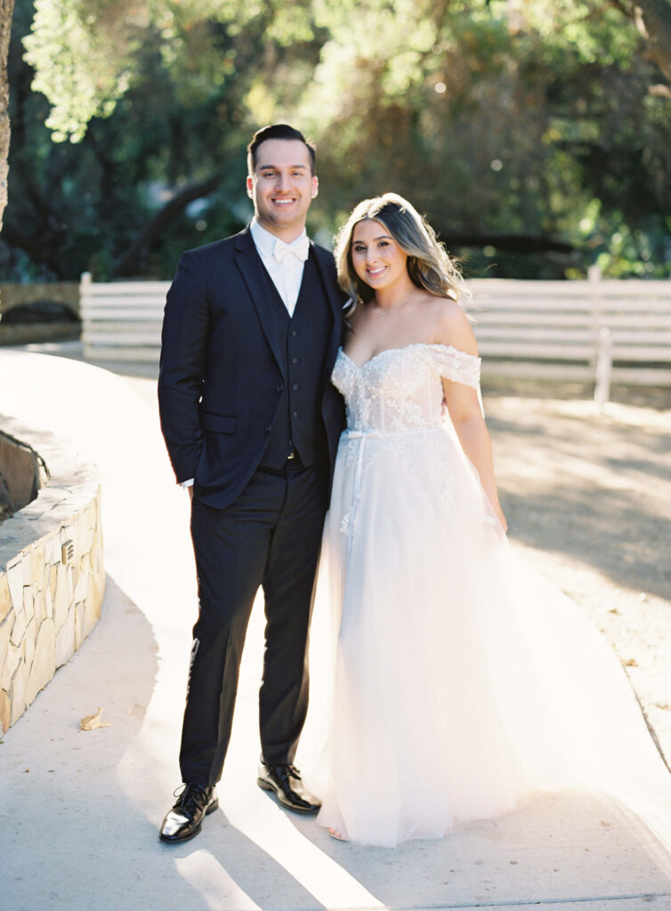 Bride and Groom Portrait at Calamigos Ranch Wedding - Lisa Leanne Photography