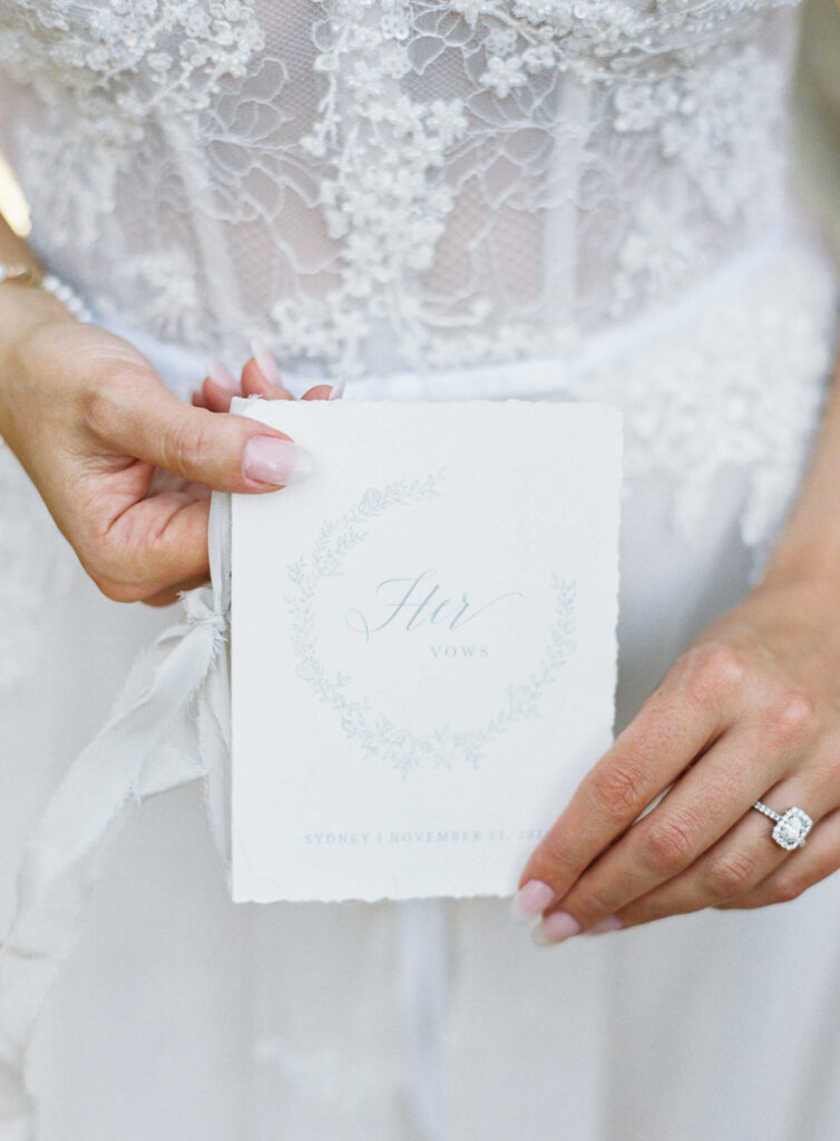 Bride Vows Detail - Calamigos Ranch Wedding - Lisa Leanne Photography