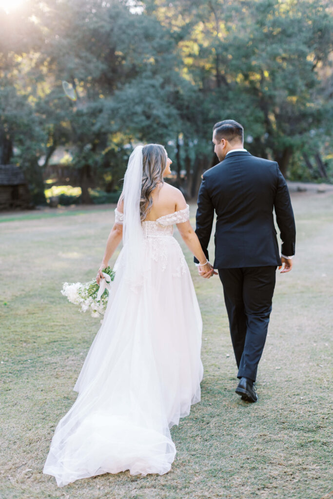 Bride and Groom Portrait at Calamigos Ranch Oak Room Wedding - Lisa Leanne Photography