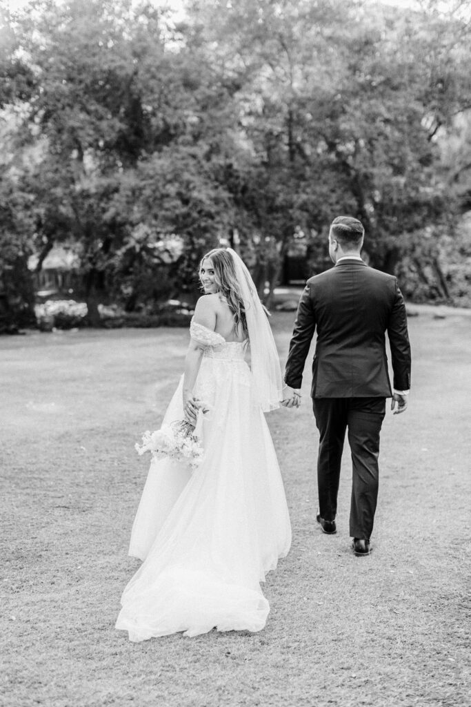 Bride and Groom Portrait at Calamigos Ranch Oak Room Wedding - Lisa Leanne Photography