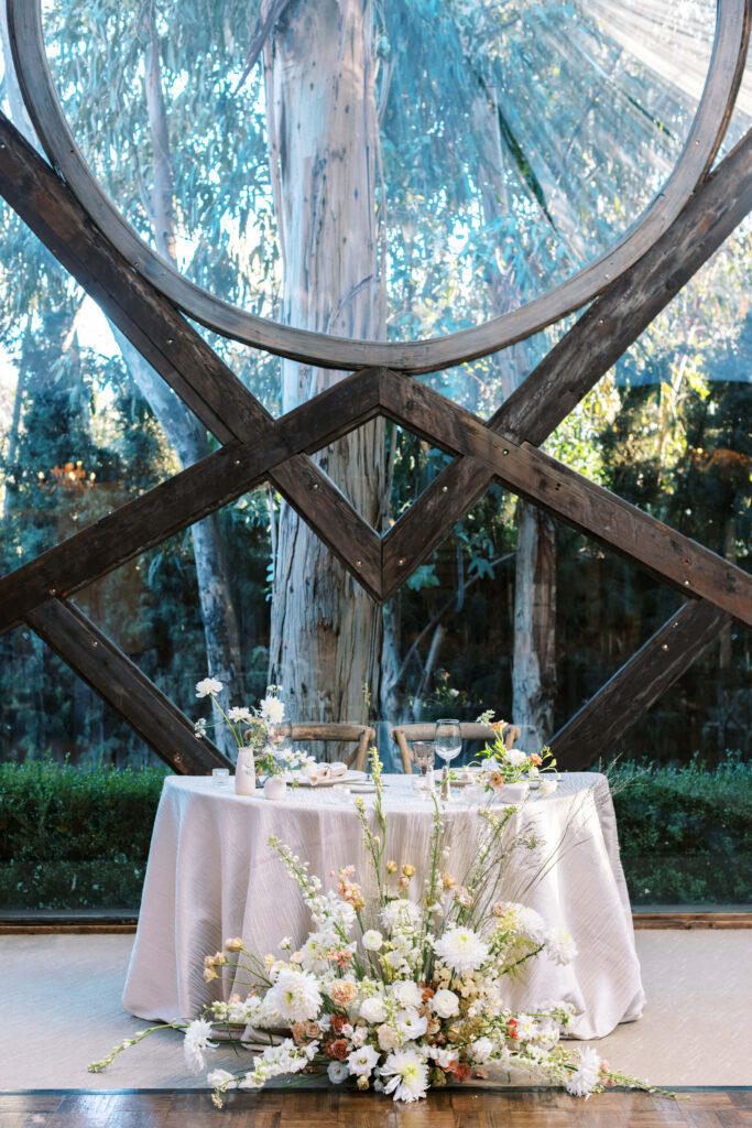 Calamigos Ranch Oak Room Reception Bride and Groom Table - Lisa Leanne Photography