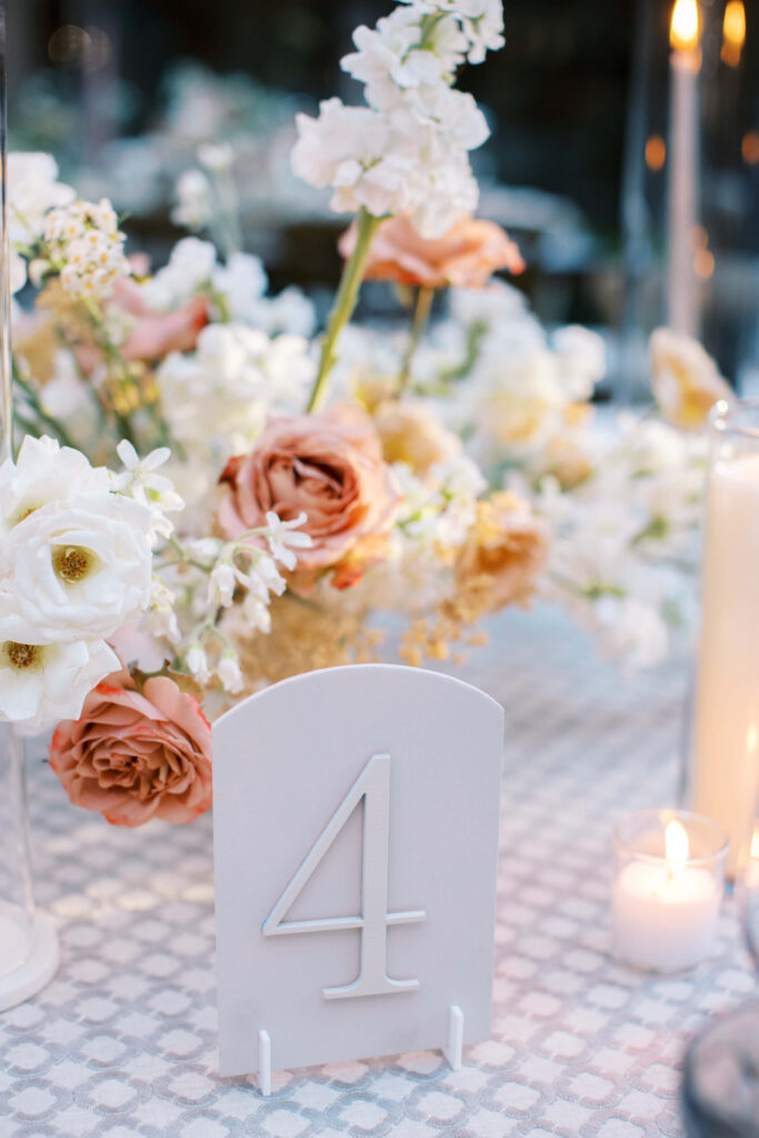 Oak Room Wedding Reception Table Centerpiece - Calamigos Ranch - Lisa Leanne Photography