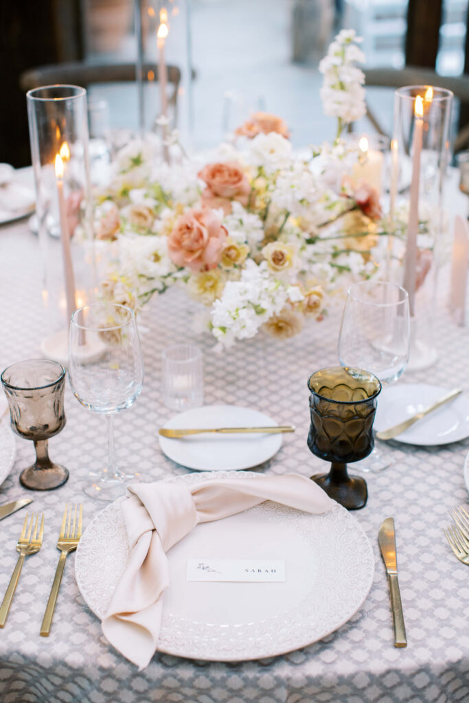 Calamigos Ranch Oak Room Table Setting - Lisa Leanne Photography