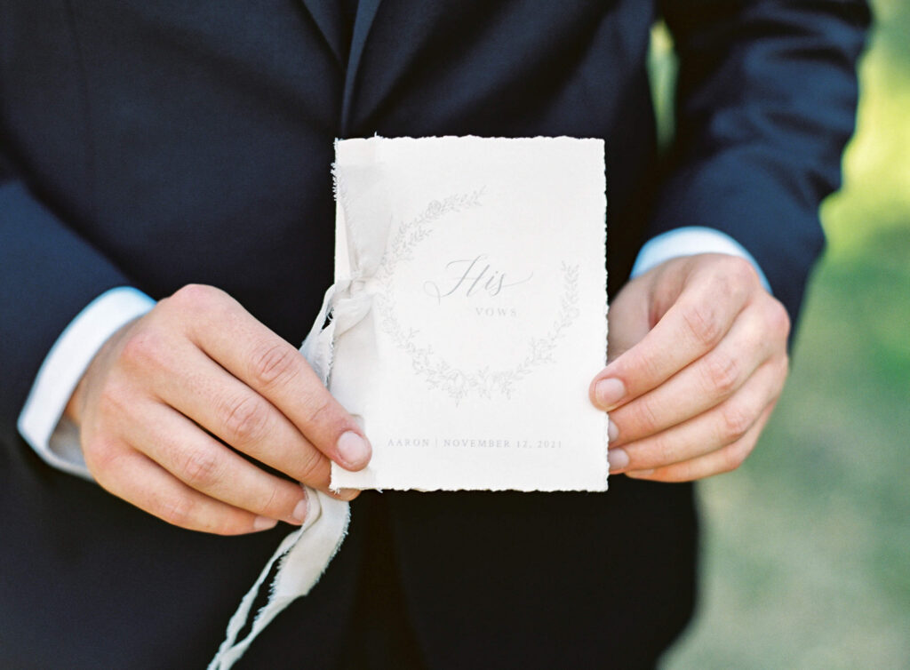 Groom Vows Detail - Calamigos Ranch Wedding - Lisa Leanne Photography