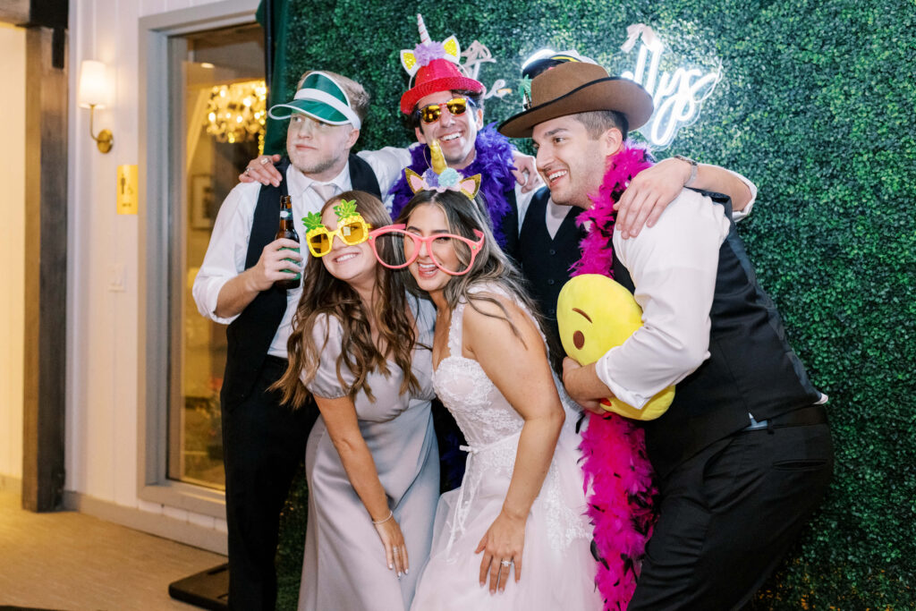Photo booth at a Calamigos Ranch Oak Room Wedding Reception. Copyright - Lisa Leanne Photography, California
