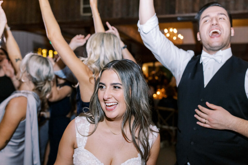Bride and Groom Dancing at a Calamigos Ranch Oak Room Wedding Reception. Copyright - Lisa Leanne Photography, California