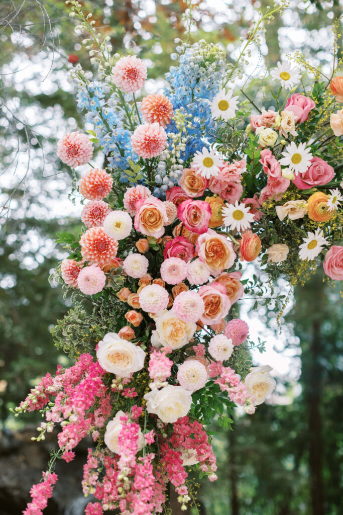 Calamigos Ranch Birchwood Room Wedding Ceremony Floral Arch Close Up