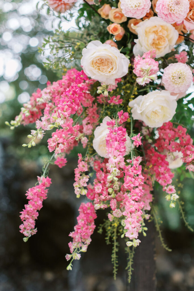 Calamigos Ranch Birchwood Room Wedding Ceremony Floral Arch Detail