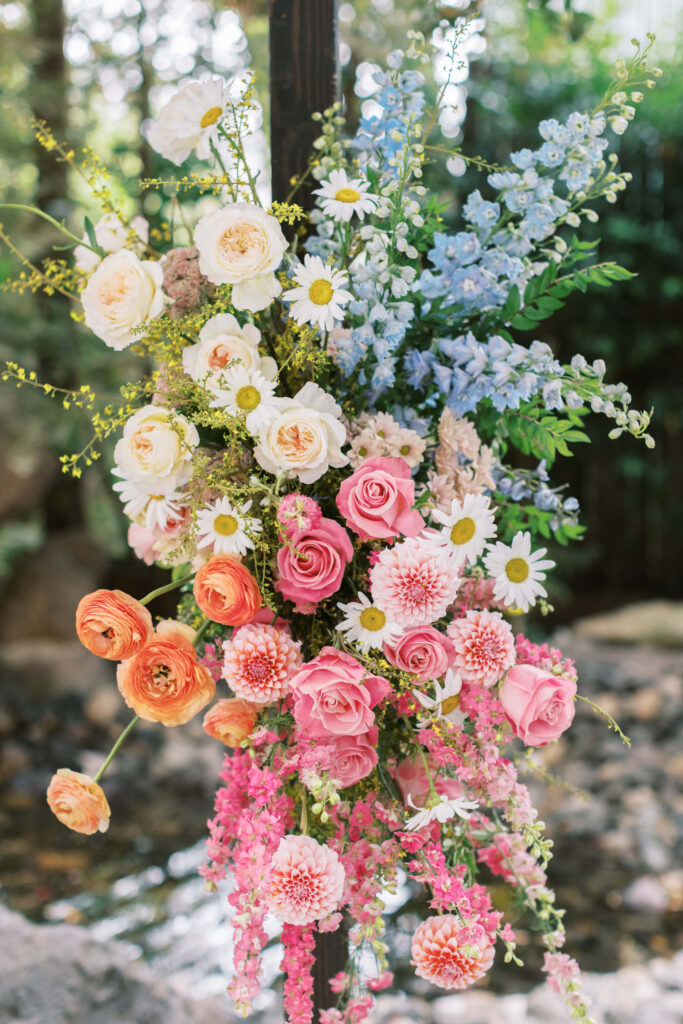 Calamigos Ranch Birchwood Room Wedding Ceremony Floral Arch Close Up