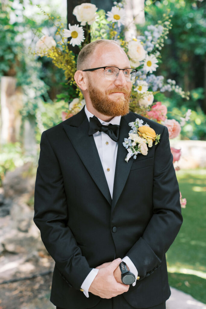 Calamigos Ranch Birchwood Room Ceremony Groom At Altar