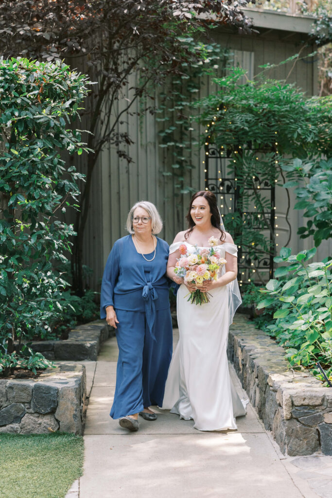 Calamigos Ranch Birchwood Room Ceremony Bride and Mom