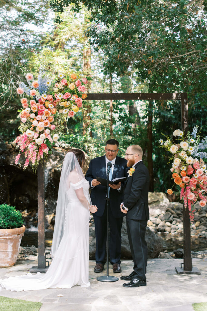 Calamigos Ranch Birchwood Room Ceremony Bride and Groom