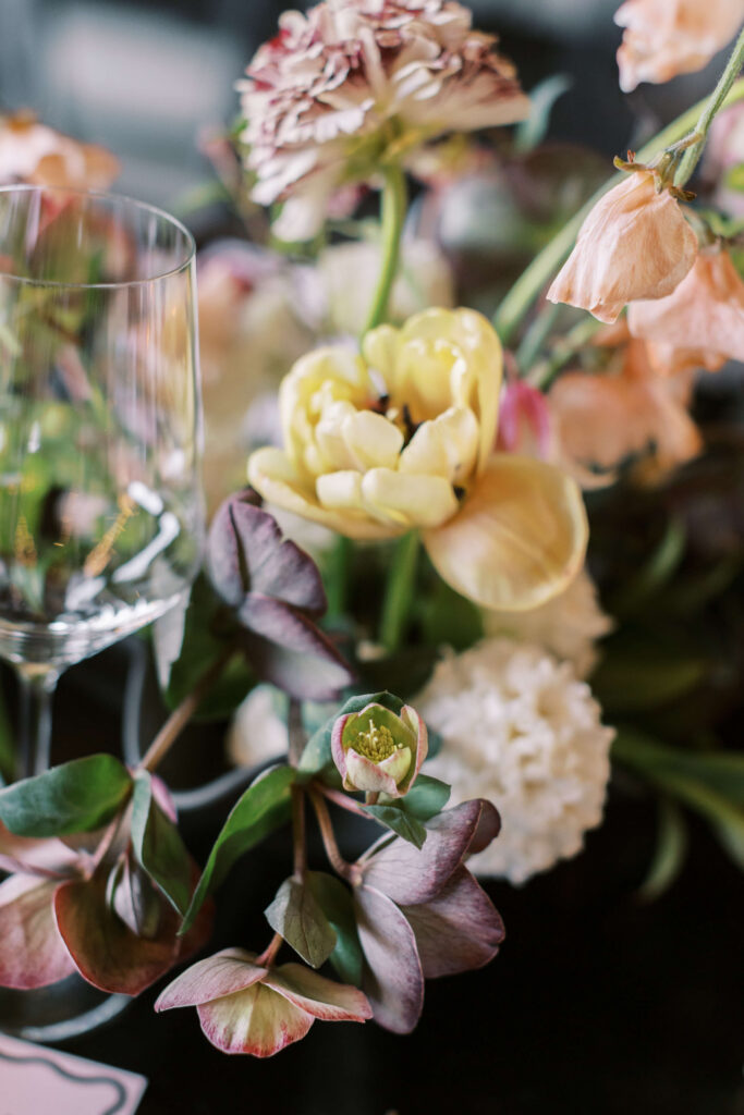 Roblar Winery Wedding Reception Floral Close Up - Lisa Leanne Photography