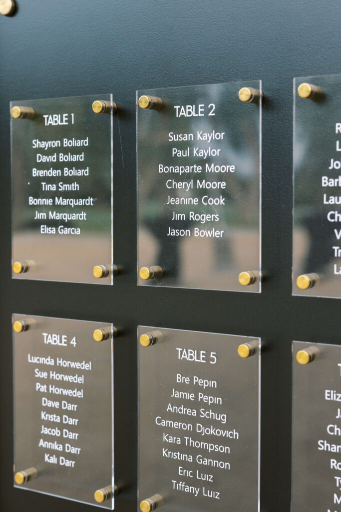 Roblar Farm Wedding Reception Seating Chart Close Up - Lisa Leanne Photography