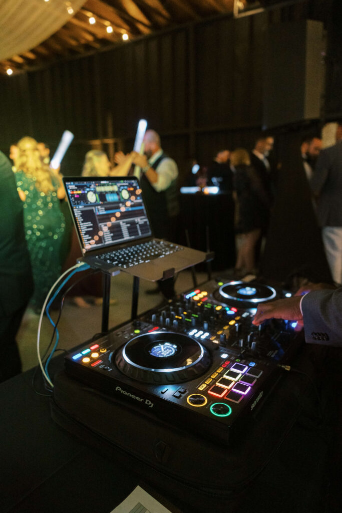 Roblar Farm Wedding Reception DJ Table - Lisa Leanne Photography