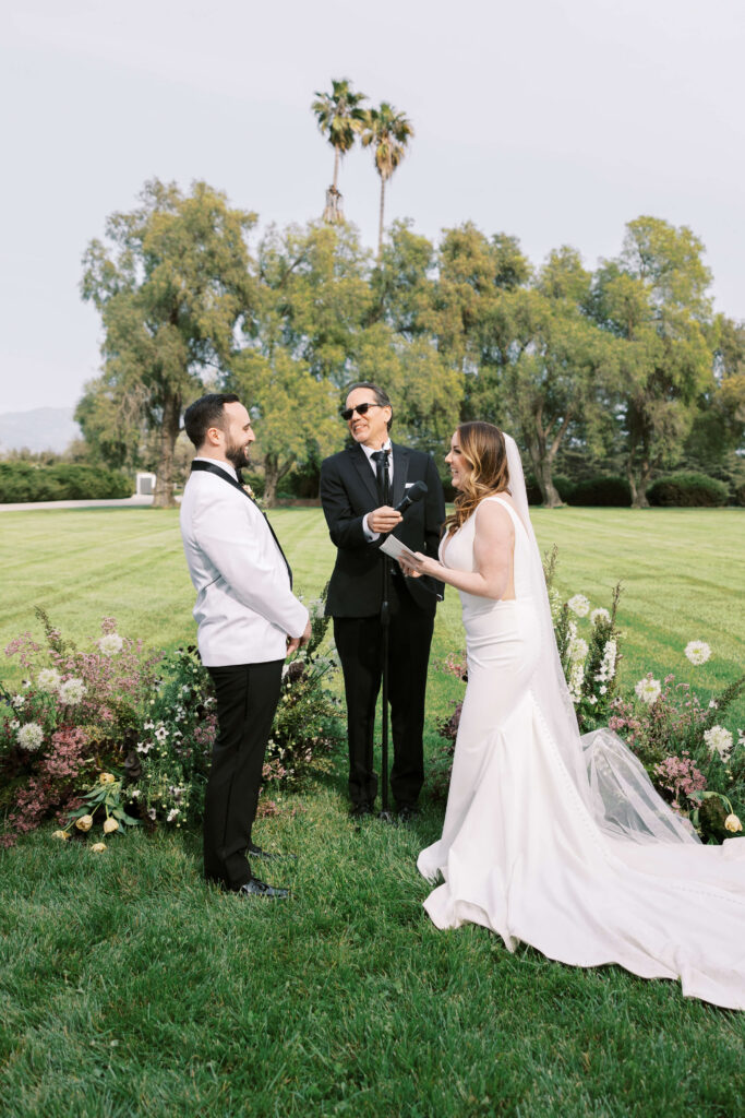 Roblar Farm Ceremony Bride and Groom Laughing - Lisa Leanne Photography