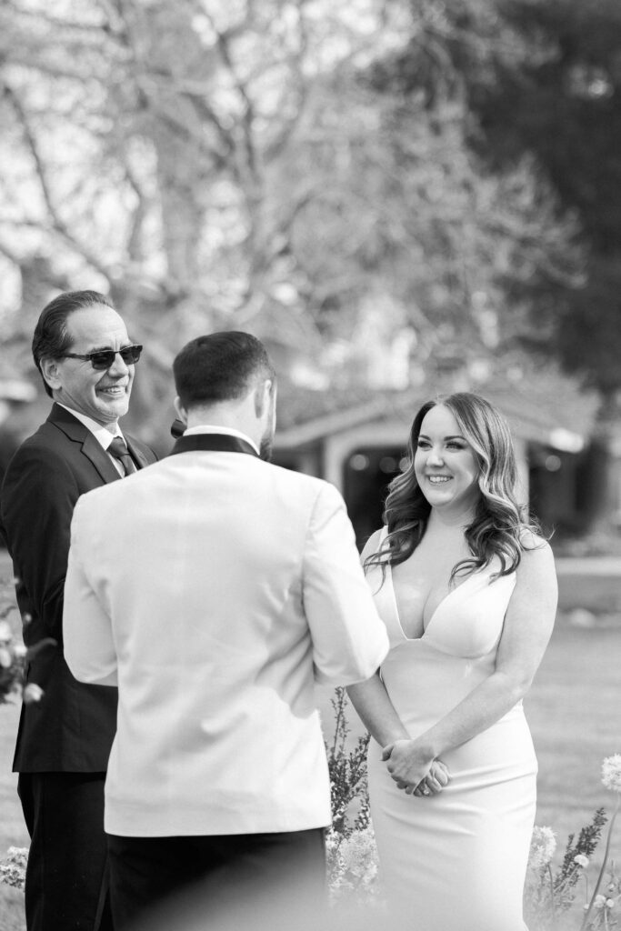 Roblar Farm Ceremony Bride Laughing - Lisa Leanne Photography