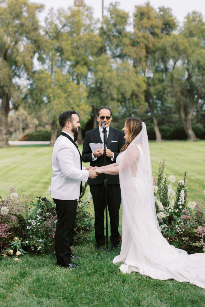 Roblar Farm Wedding Ceremony Bride and Groom - Lisa Leanne Photography